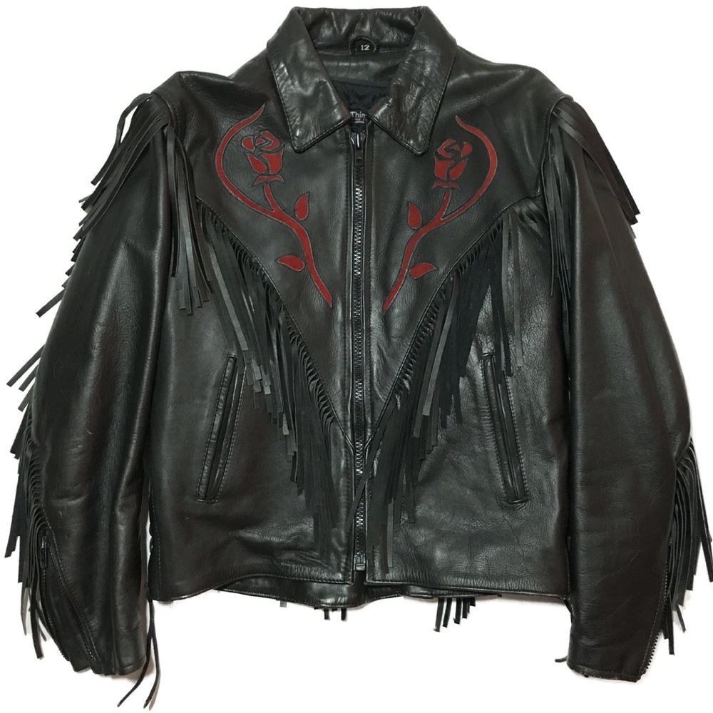 Vintage First Genuine Leather Fringe Jacket